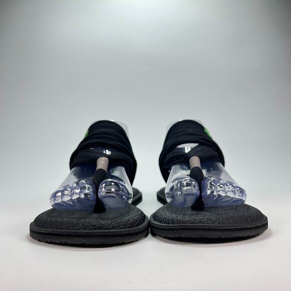 Sanuk Yoga Sling 2 Black Flip Flop Slingback Yoga Sandals SWS1001 Women's Size 9 - Picture 2 of 9